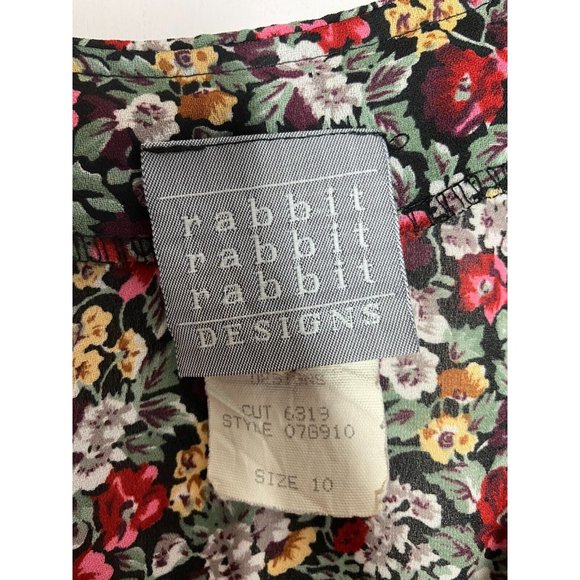 90's Rabbit Rabbit Rabbit Floral Women's Size 10 Made in USA Dress - Picture 6 of 10